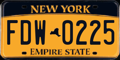 NY license plate FDW0225