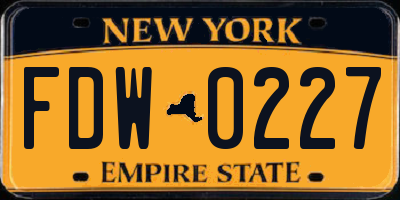 NY license plate FDW0227