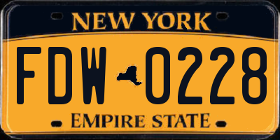 NY license plate FDW0228