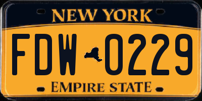 NY license plate FDW0229