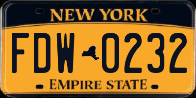 NY license plate FDW0232