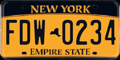 NY license plate FDW0234