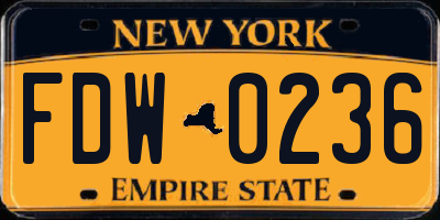 NY license plate FDW0236