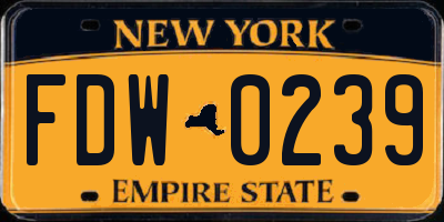 NY license plate FDW0239