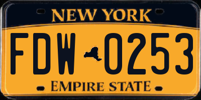 NY license plate FDW0253