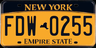 NY license plate FDW0255