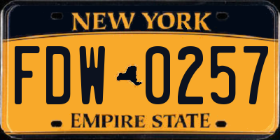 NY license plate FDW0257