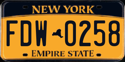 NY license plate FDW0258