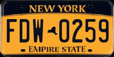 NY license plate FDW0259