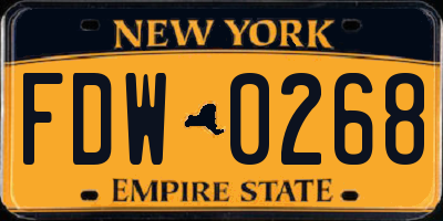 NY license plate FDW0268