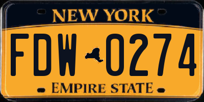 NY license plate FDW0274