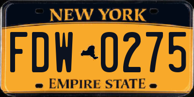 NY license plate FDW0275