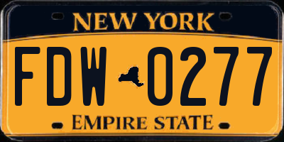 NY license plate FDW0277