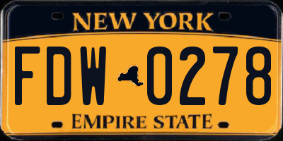 NY license plate FDW0278