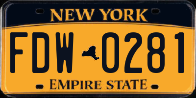 NY license plate FDW0281