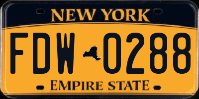 NY license plate FDW0288