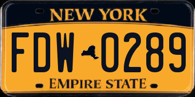 NY license plate FDW0289