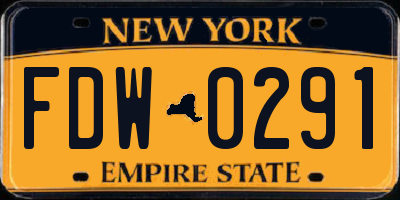 NY license plate FDW0291