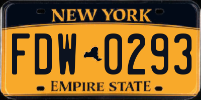 NY license plate FDW0293