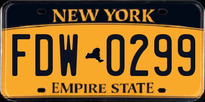 NY license plate FDW0299