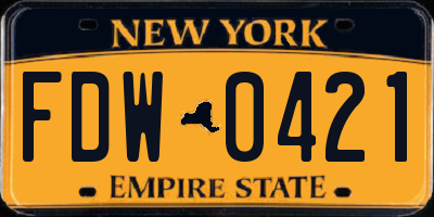 NY license plate FDW0421