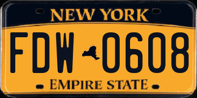 NY license plate FDW0608