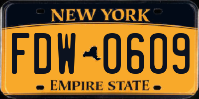 NY license plate FDW0609