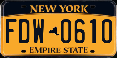 NY license plate FDW0610