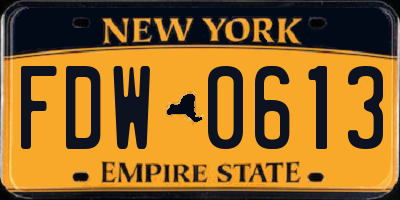 NY license plate FDW0613