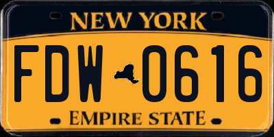 NY license plate FDW0616