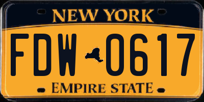 NY license plate FDW0617