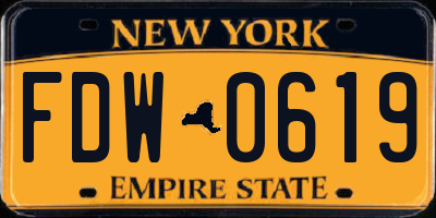 NY license plate FDW0619