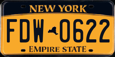 NY license plate FDW0622