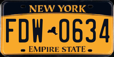 NY license plate FDW0634