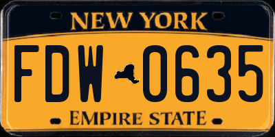 NY license plate FDW0635