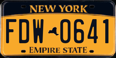 NY license plate FDW0641
