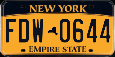 NY license plate FDW0644