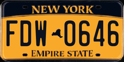 NY license plate FDW0646
