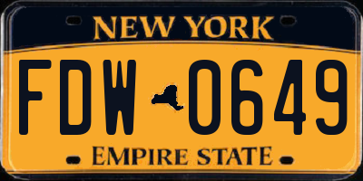 NY license plate FDW0649