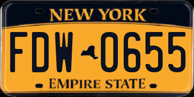 NY license plate FDW0655