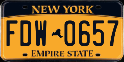 NY license plate FDW0657