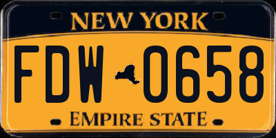 NY license plate FDW0658