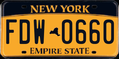 NY license plate FDW0660