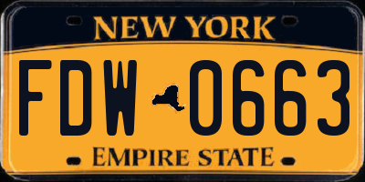 NY license plate FDW0663