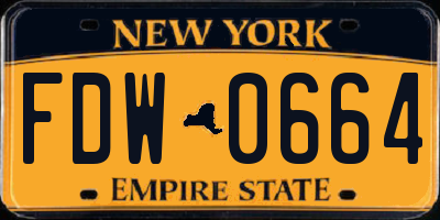 NY license plate FDW0664