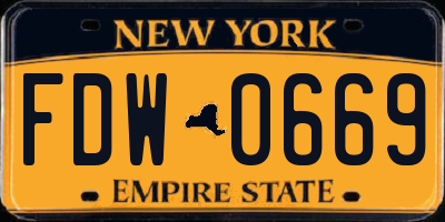 NY license plate FDW0669