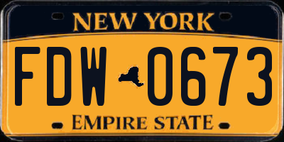 NY license plate FDW0673