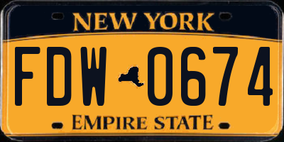 NY license plate FDW0674