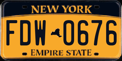 NY license plate FDW0676