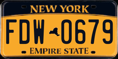 NY license plate FDW0679